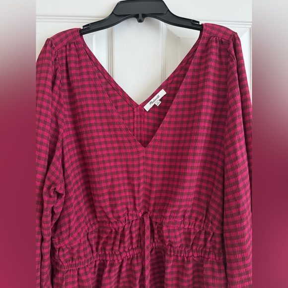 Madewell Crinkled V-Neck Peplum Top in Plaid-like new condition, size XL - Picture 7 of 12